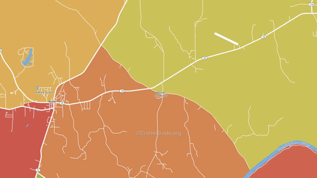 Mount Sterling, AL Map of Theft Rates