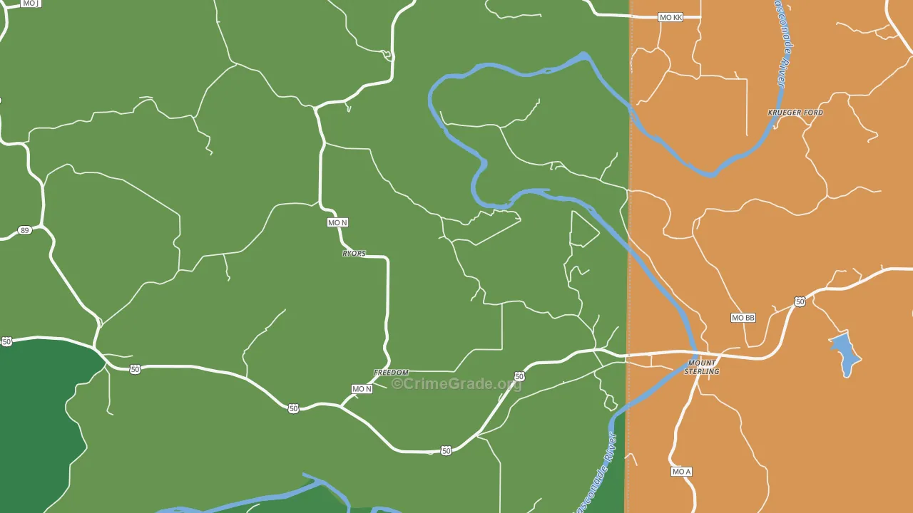Mount Sterling, MO Map of Theft Rates