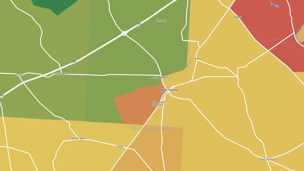Mount Sterling, OH Map of Theft Rates