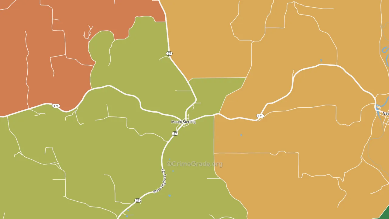 Mount Sterling, WI Map of Theft Rates