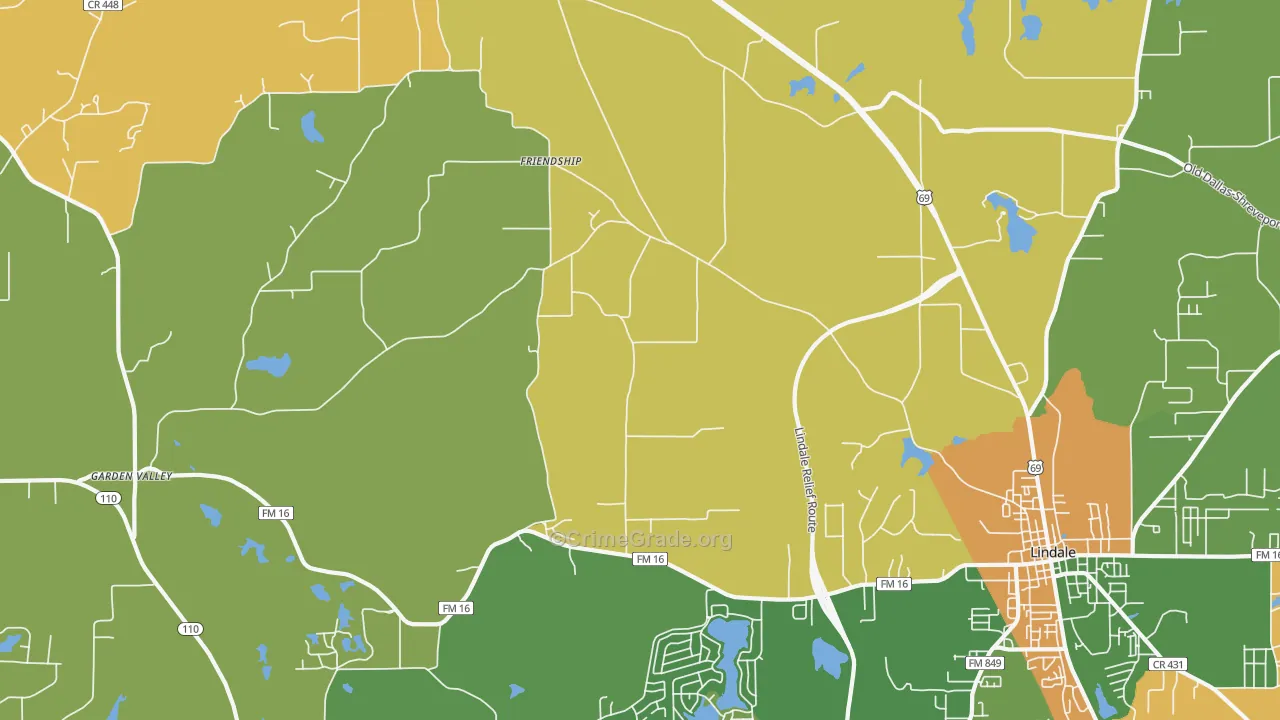 Mount Sylvan, TX Map of Theft Rates