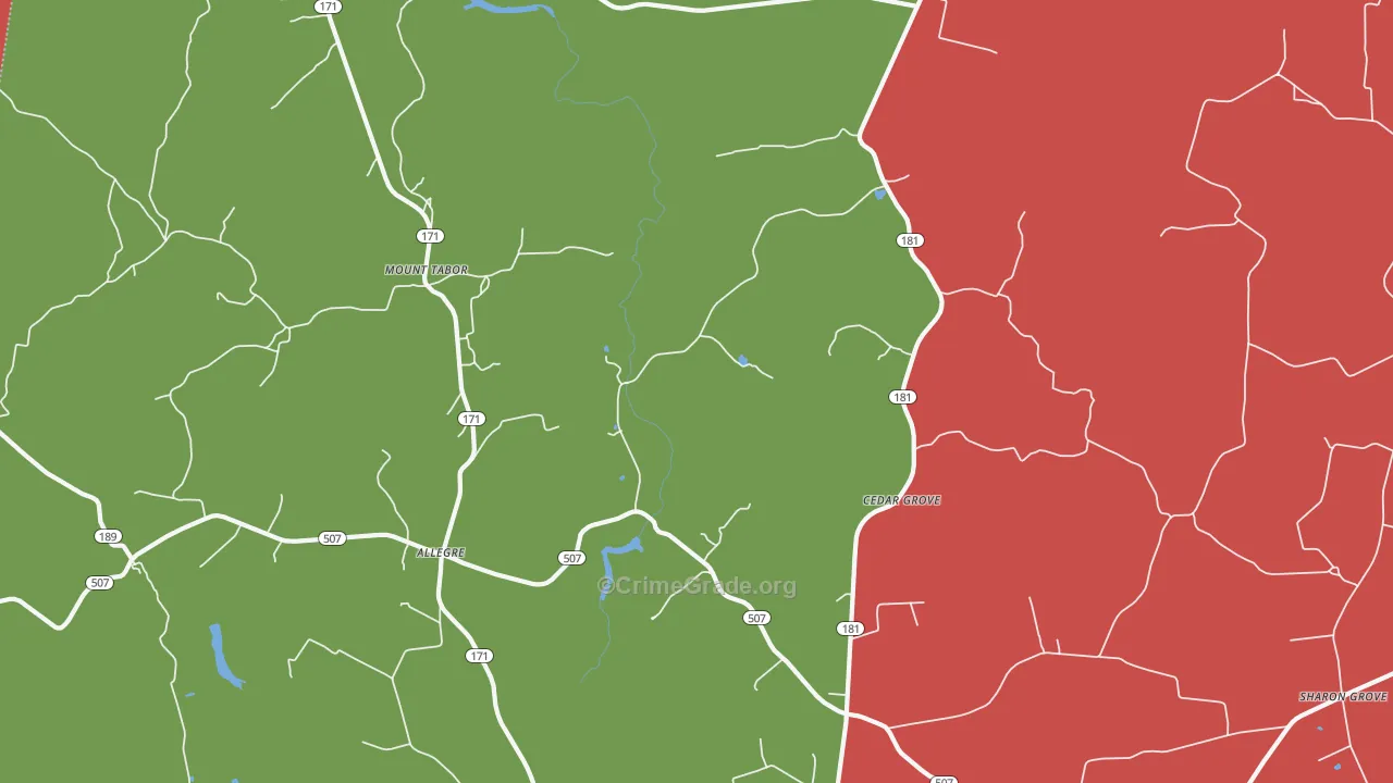 Mount Tabor, KY Map of Theft Rates