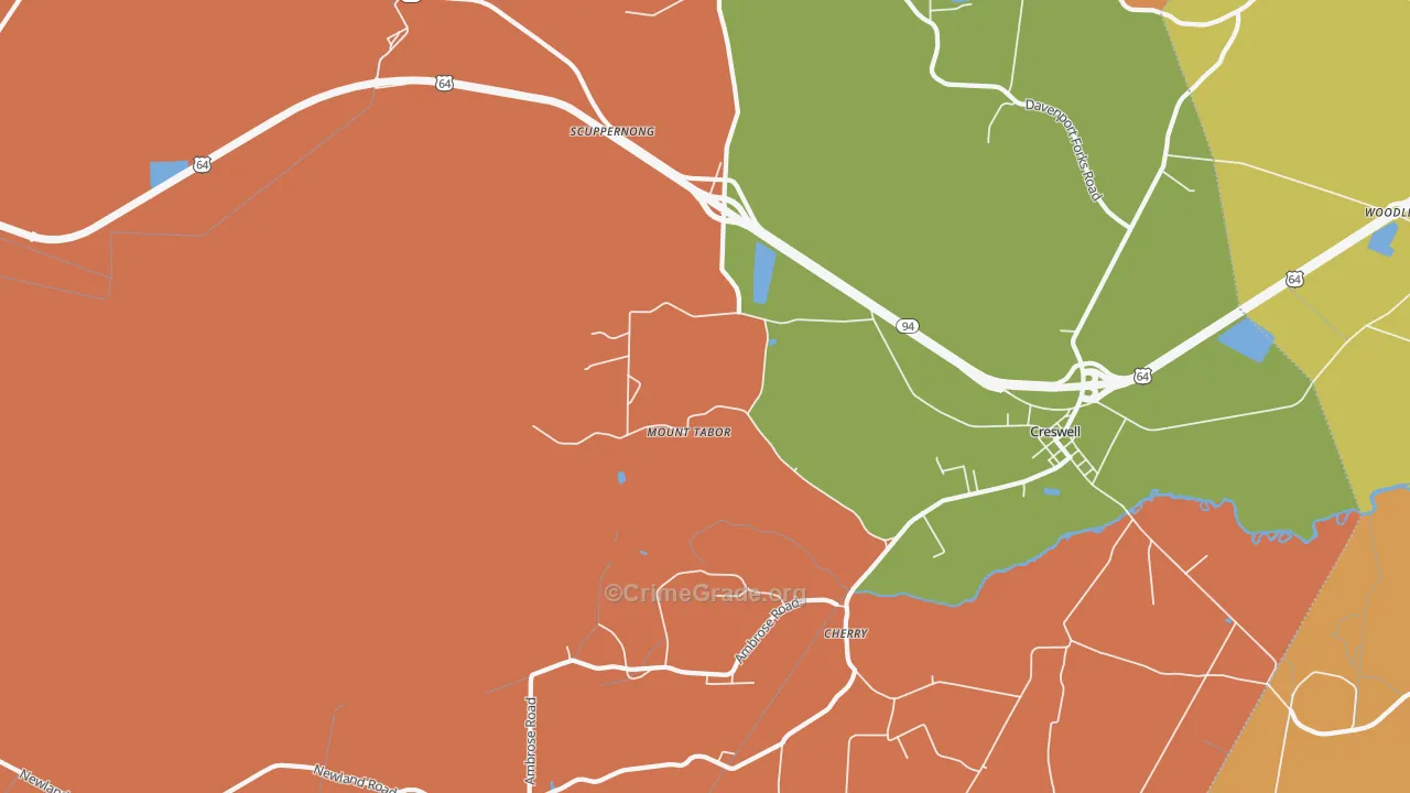 Mount Tabor, NC Map of Theft Rates