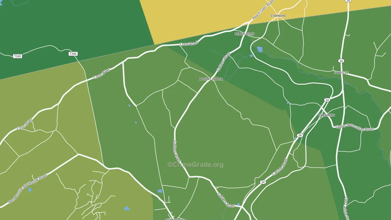 Mount Tabor, PA Map of Theft Rates
