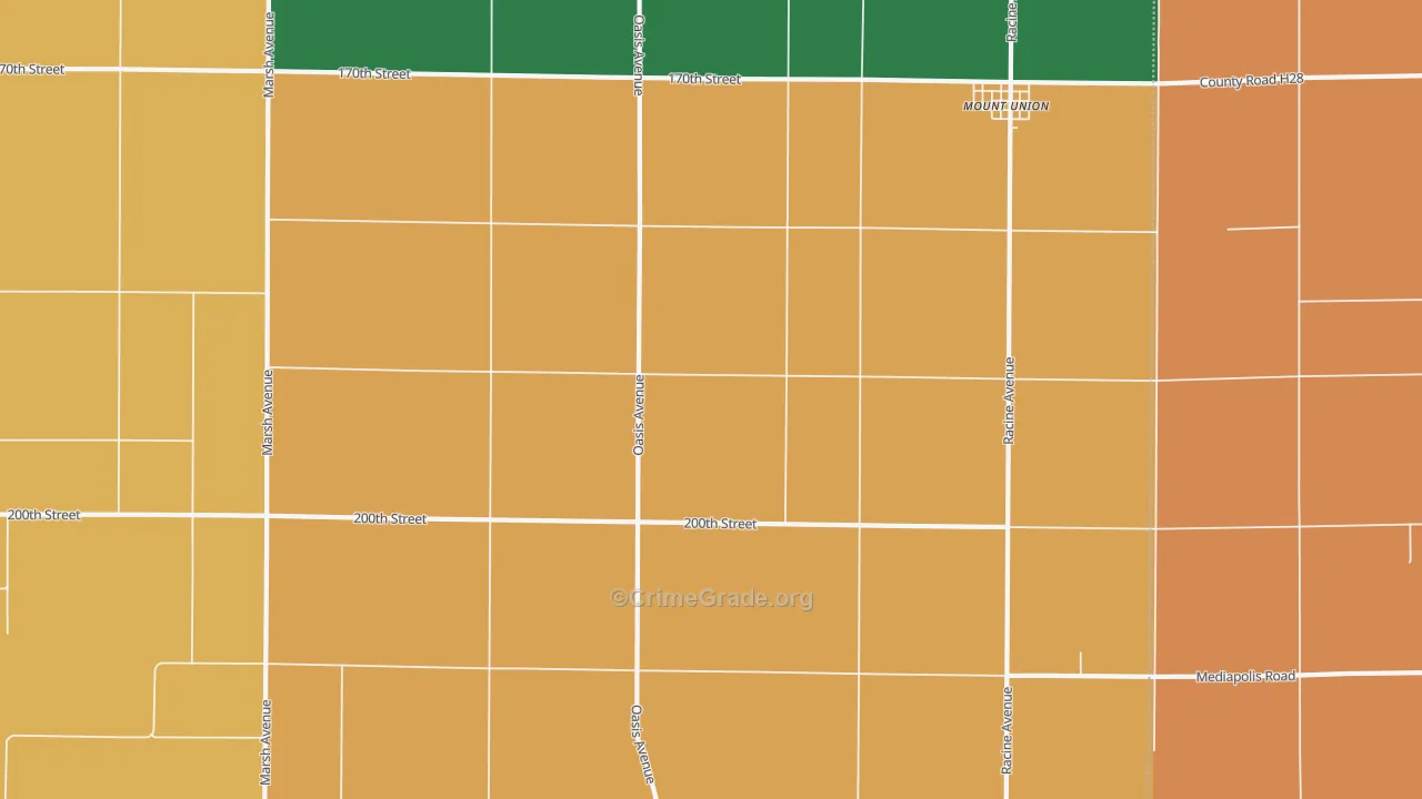 Mount Union, IA Map of Theft Rates