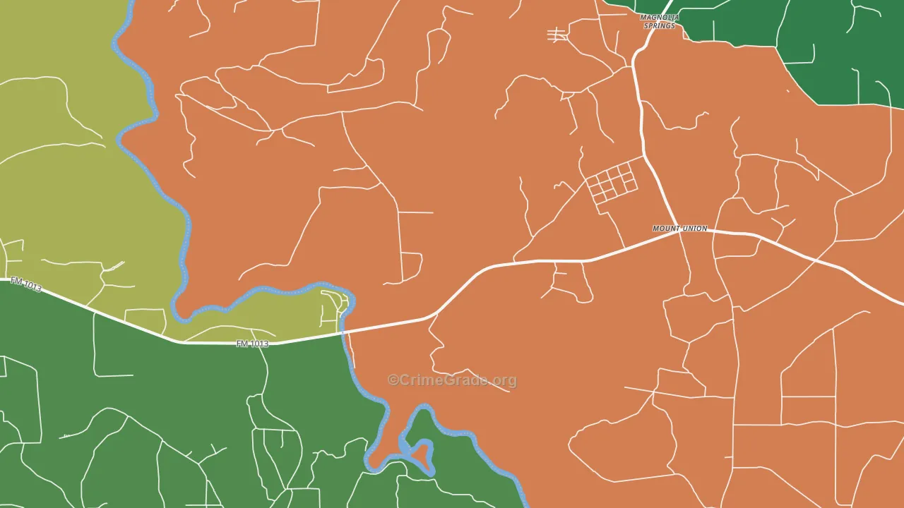 Mount Union, TX Map of Theft Rates