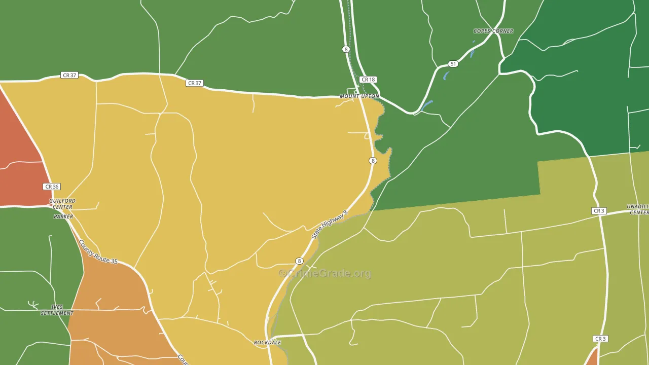 Mount Upton, NY Map of Theft Rates