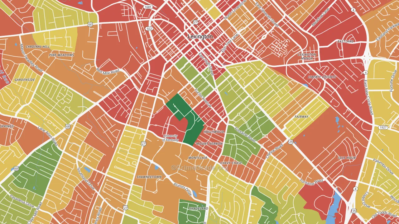 Mount Vernon-Hollywood-Montclair, Lexington, KY Map of Theft Rates