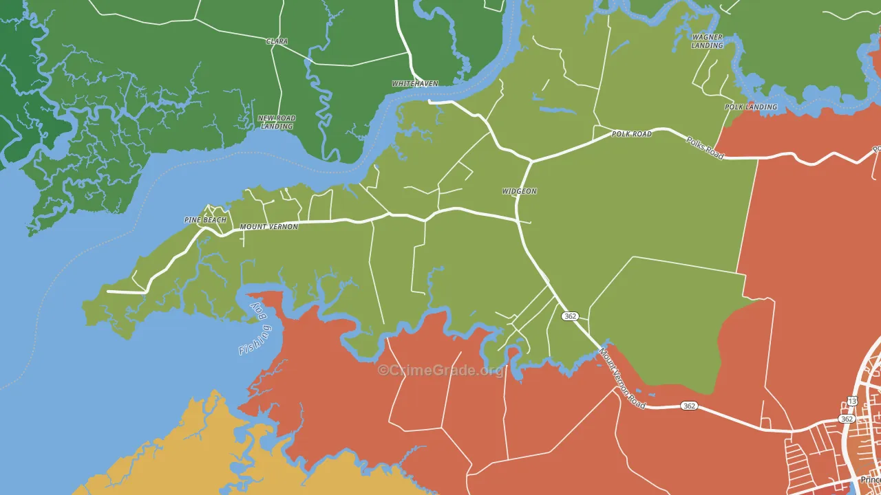 Mount Vernon, MD Map of Theft Rates