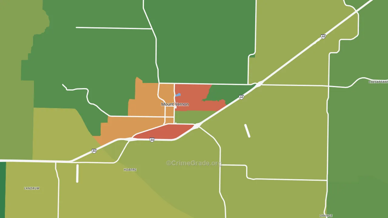 Mount Vernon, MO Map of Theft Rates