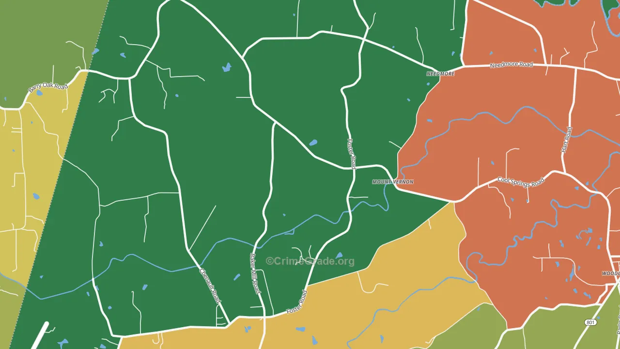 Mount Vernon, NC Map of Theft Rates