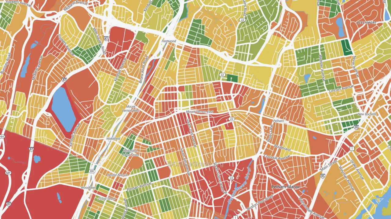 Mount Vernon, NY Map of Theft Rates