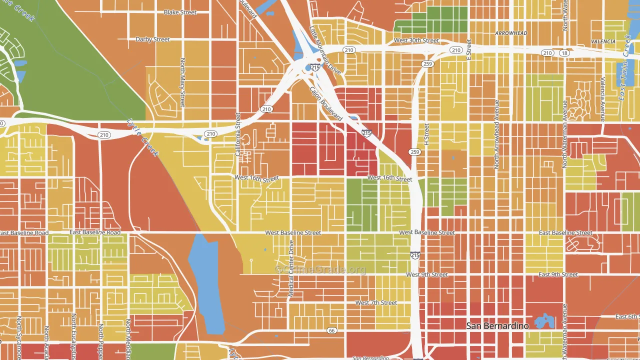 Mount Vernon, San Bernardino, CA Map of Theft Rates