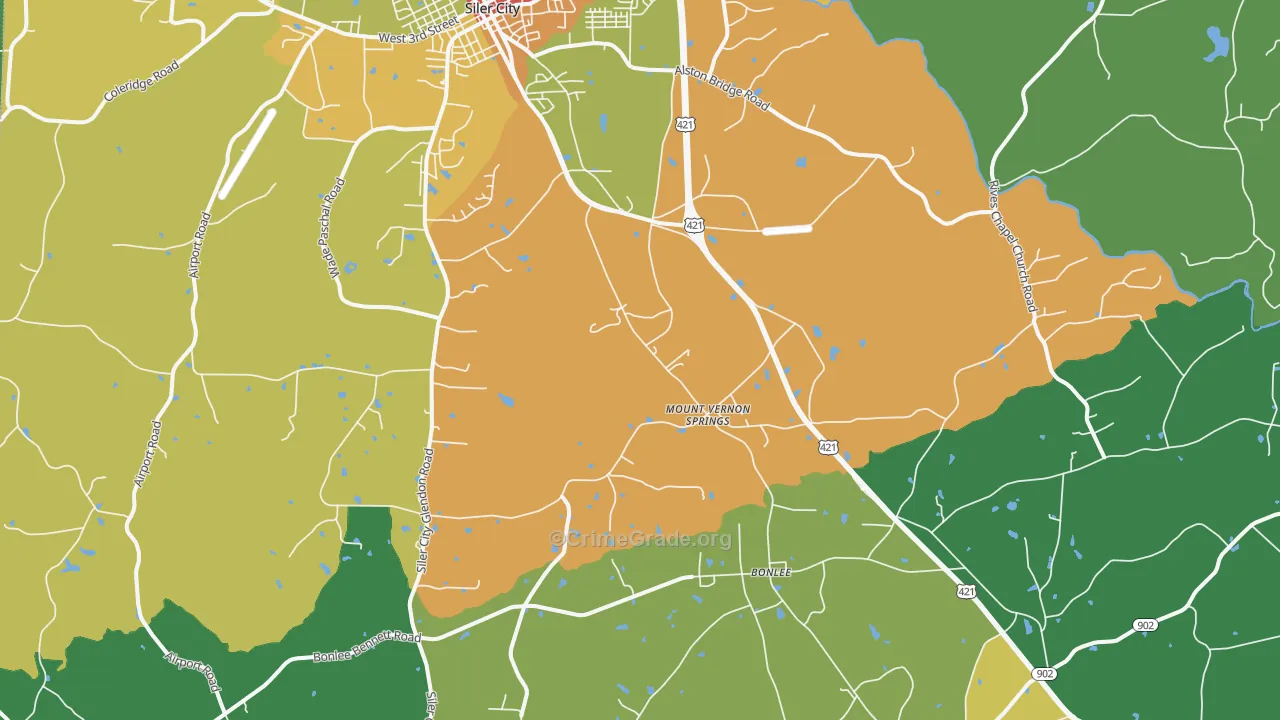 Mount Vernon Springs, NC Map of Theft Rates