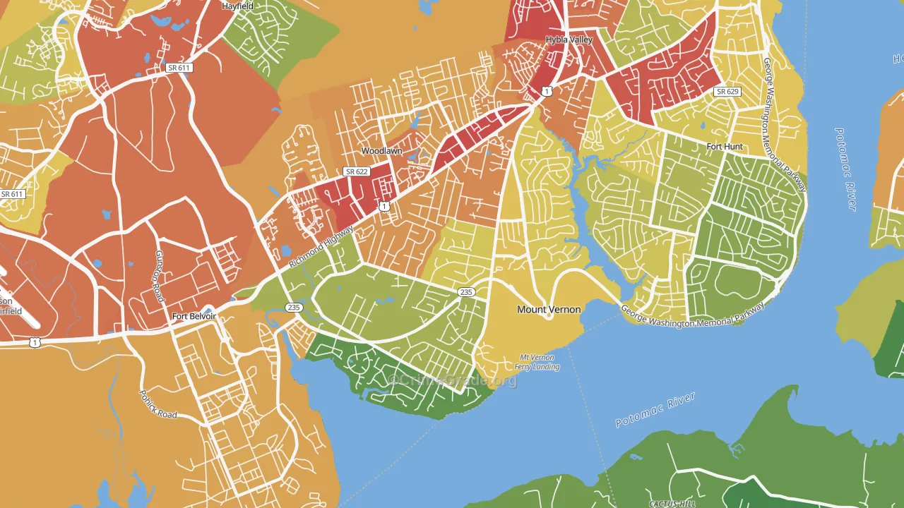 Mount Vernon, VA Map of Theft Rates