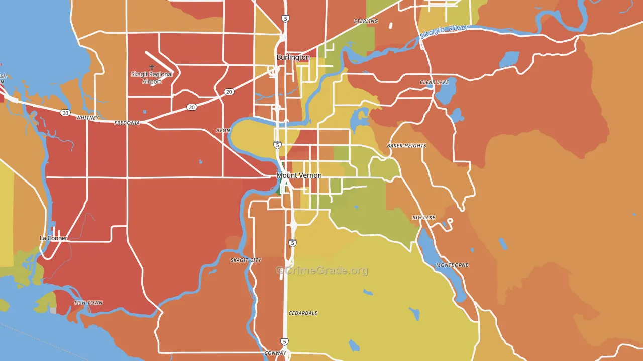 Mount Vernon, WA Map of Theft Rates