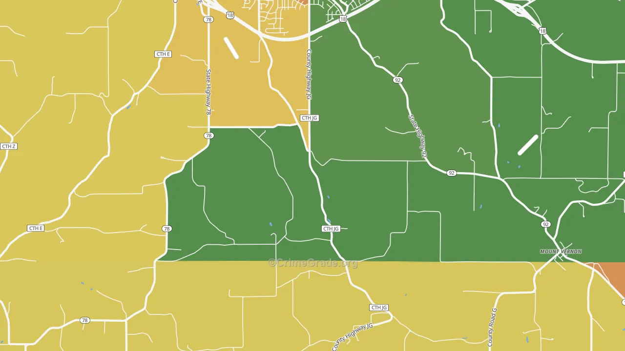 Mount Vernon, WI Map of Theft Rates