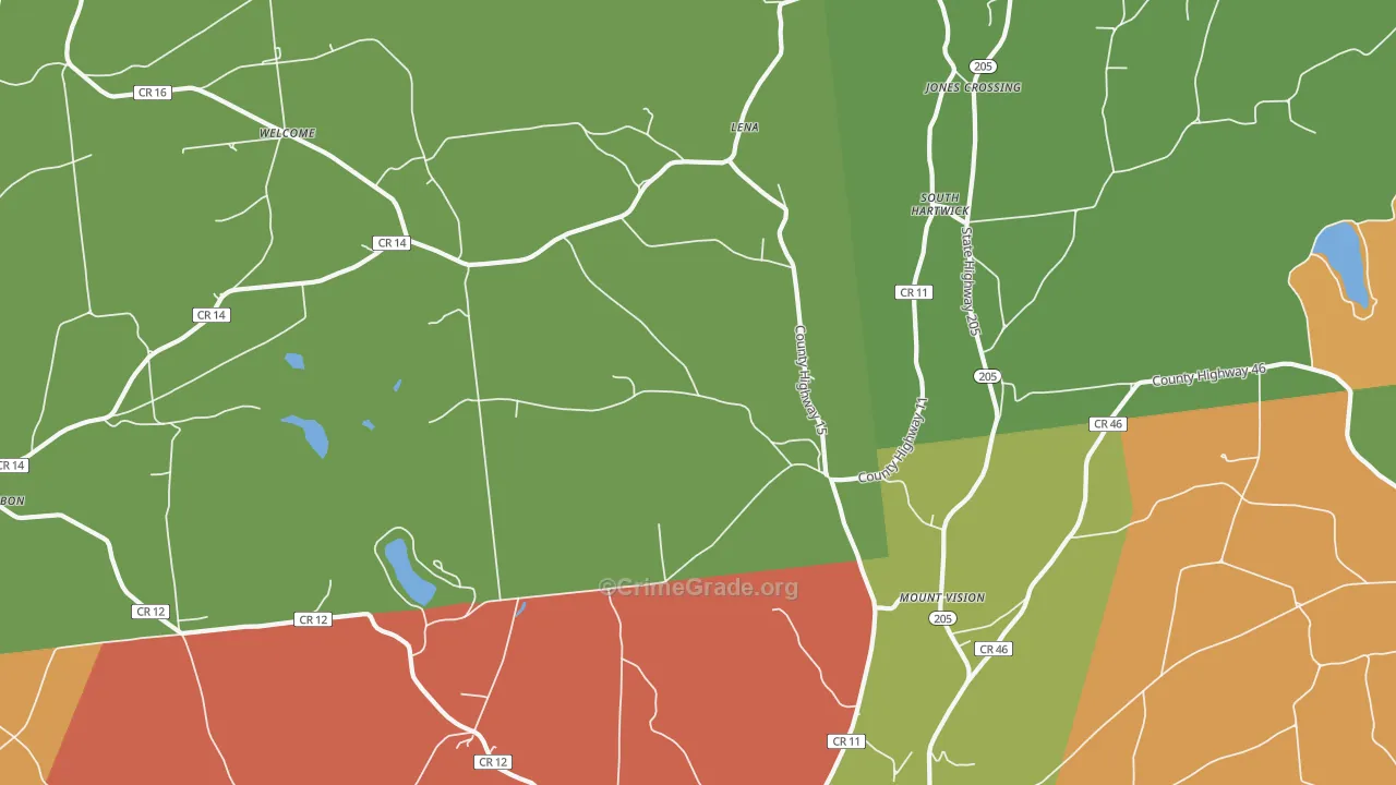 Mount Vision, NY Map of Theft Rates