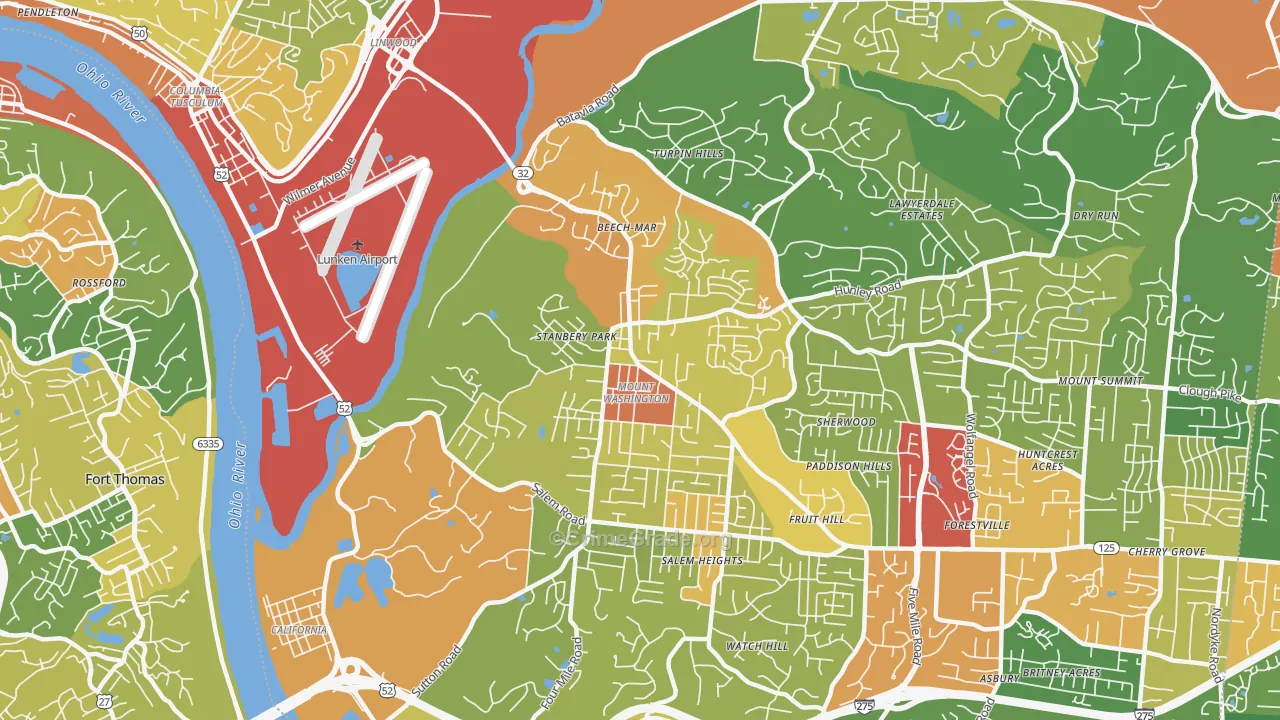 Mount Washington, Cincinnati, OH Map of Theft Rates