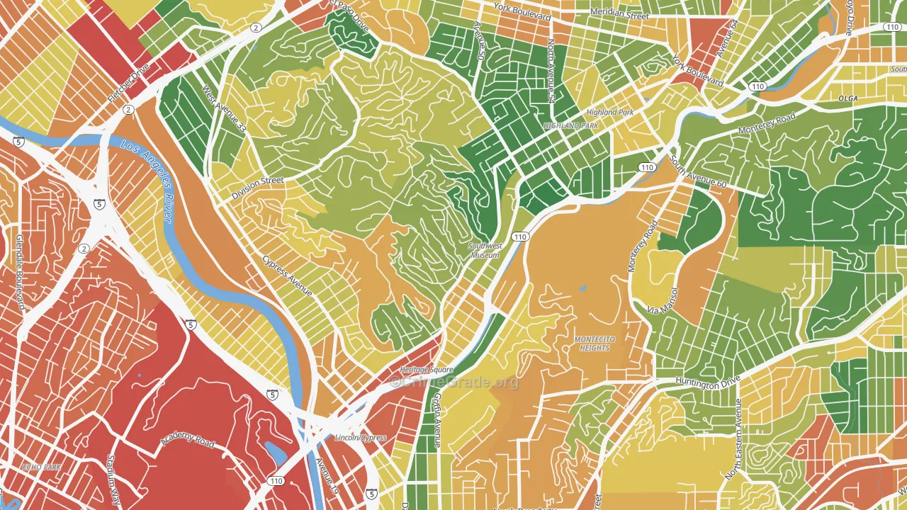 Mount Washington, Los Angeles, CA Map of Theft Rates