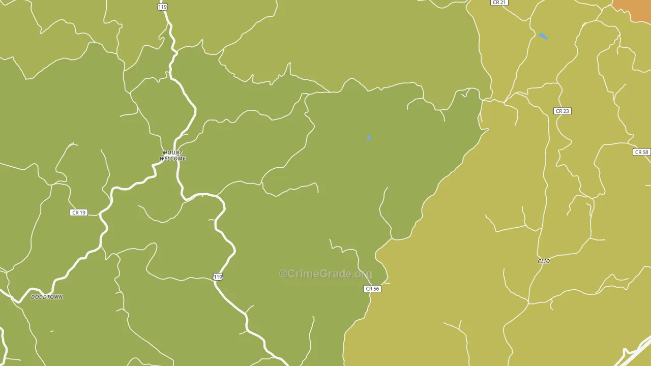 Mount Welcome, WV Map of Theft Rates