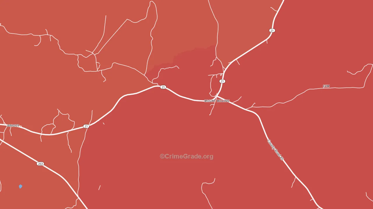 Mount Willing, AL Map of Theft Rates