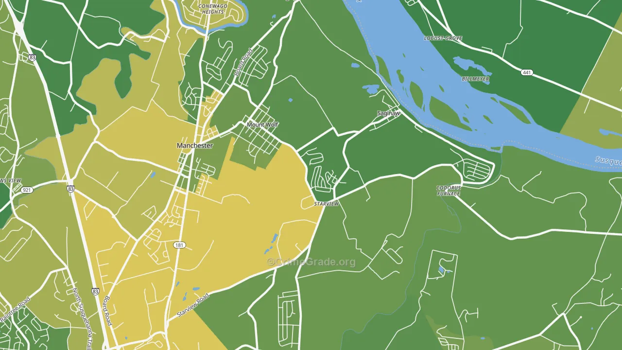 Mount Wolf, PA Map of Theft Rates