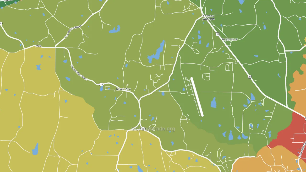 Mount Zion, GA Map of Theft Rates