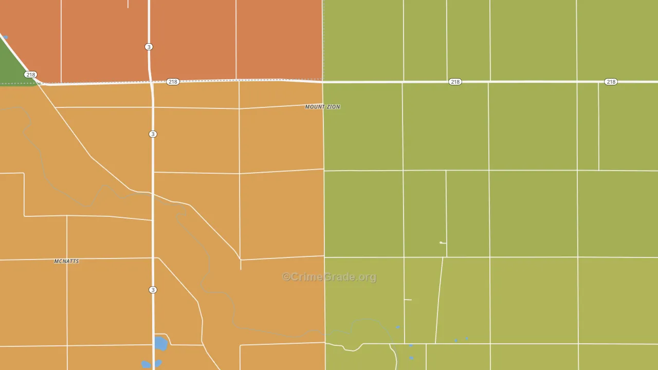Mount Zion, IN Map of Theft Rates