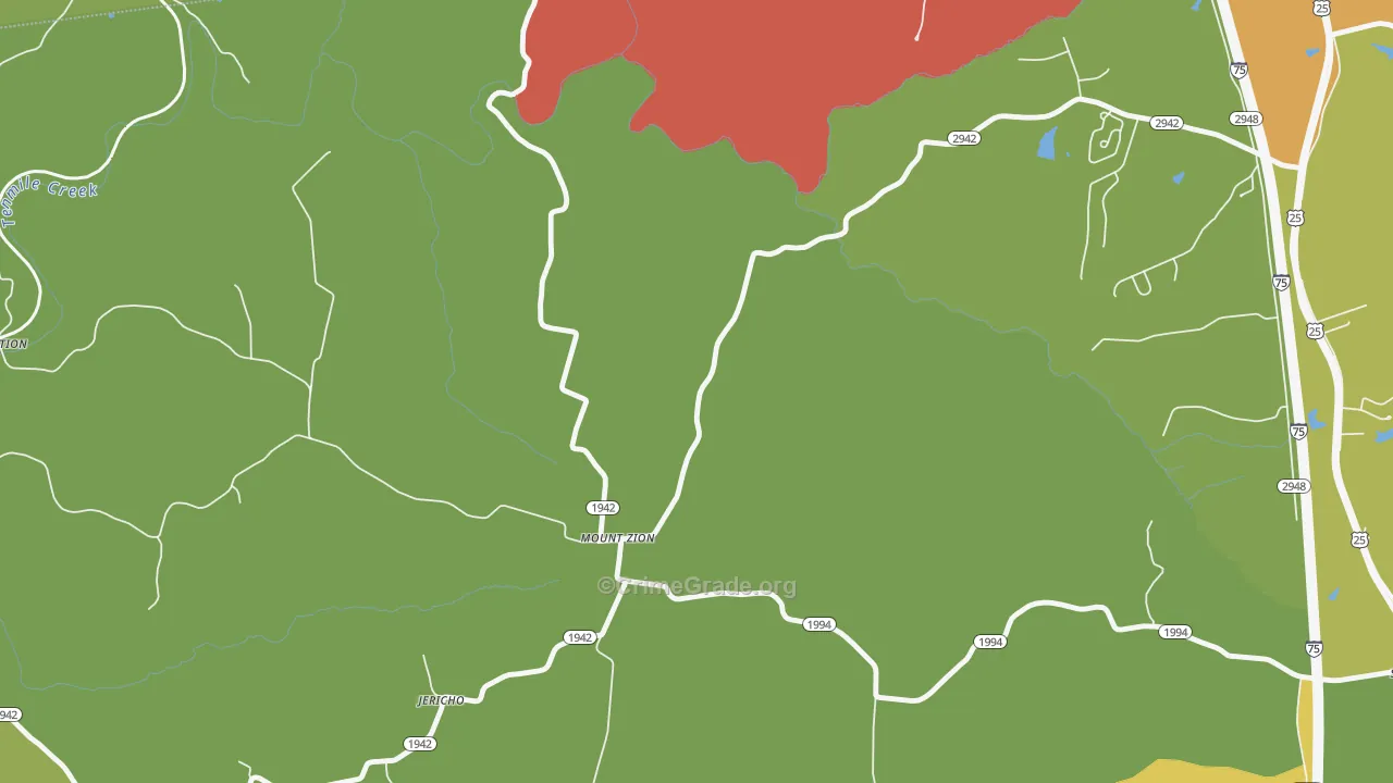 Mount Zion, KY Map of Theft Rates