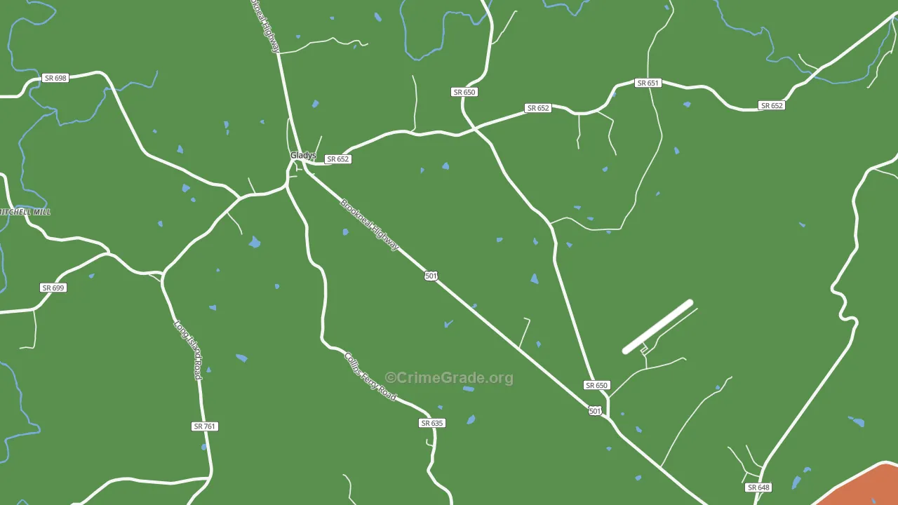 Mount Zion, VA Map of Theft Rates