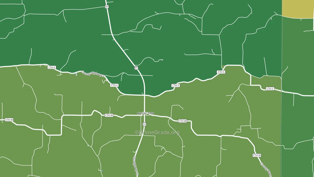 Mount Zion, WI Map of Theft Rates
