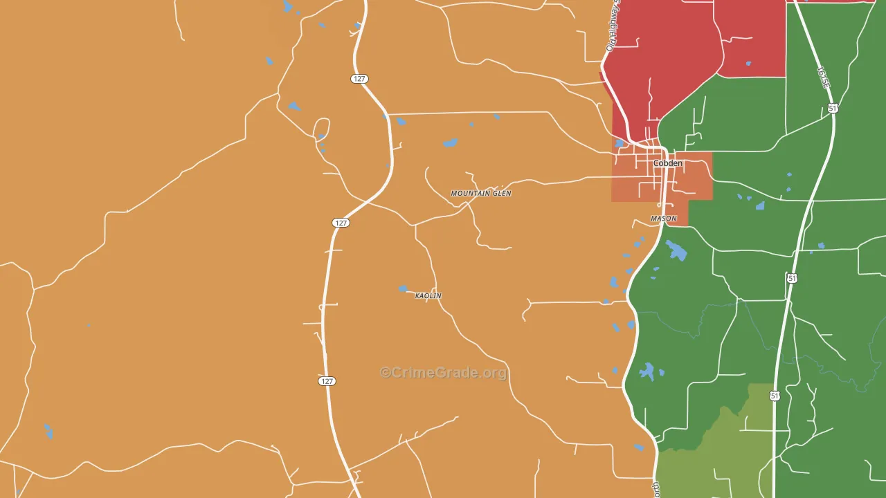 Mountain Glen, IL Map of Theft Rates