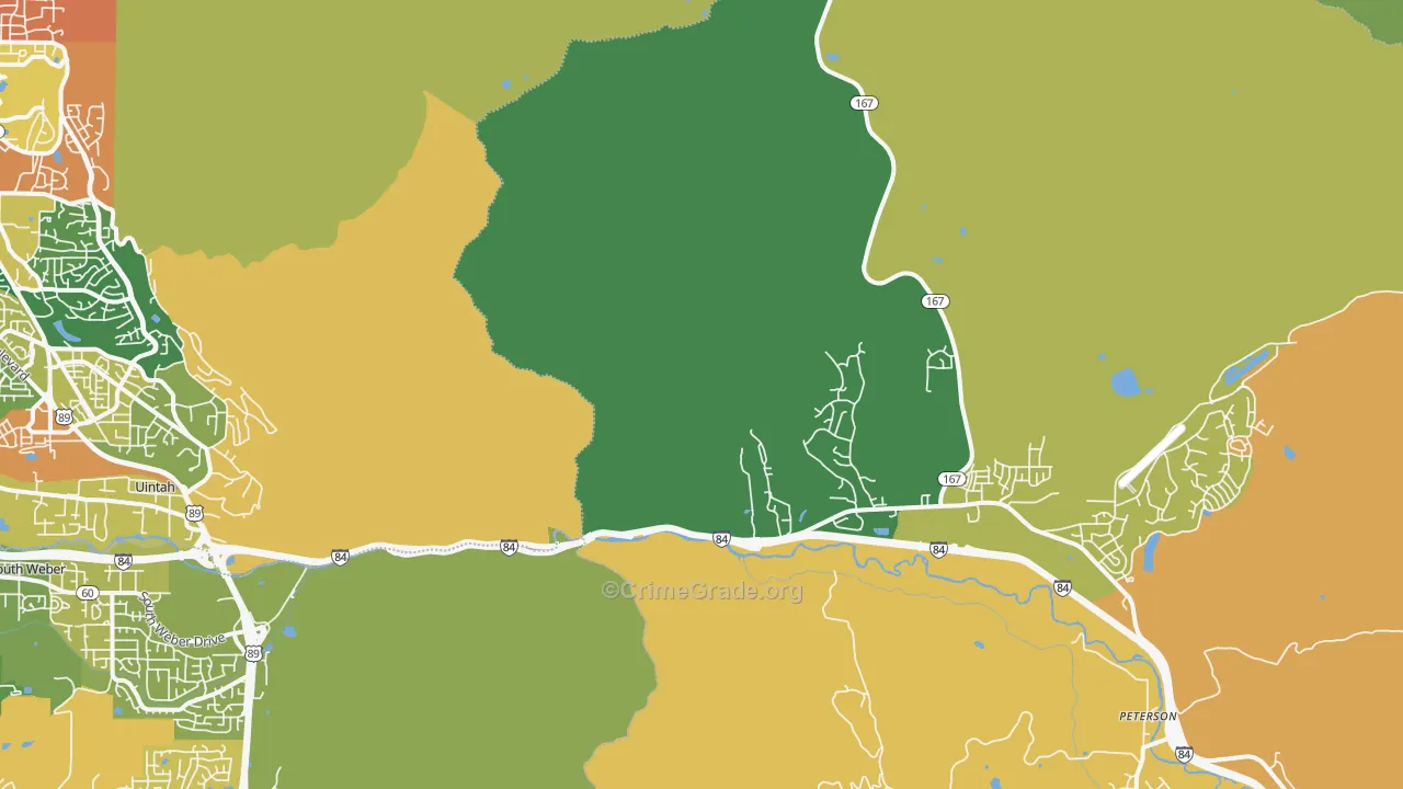 Mountain Green, UT Map of Theft Rates