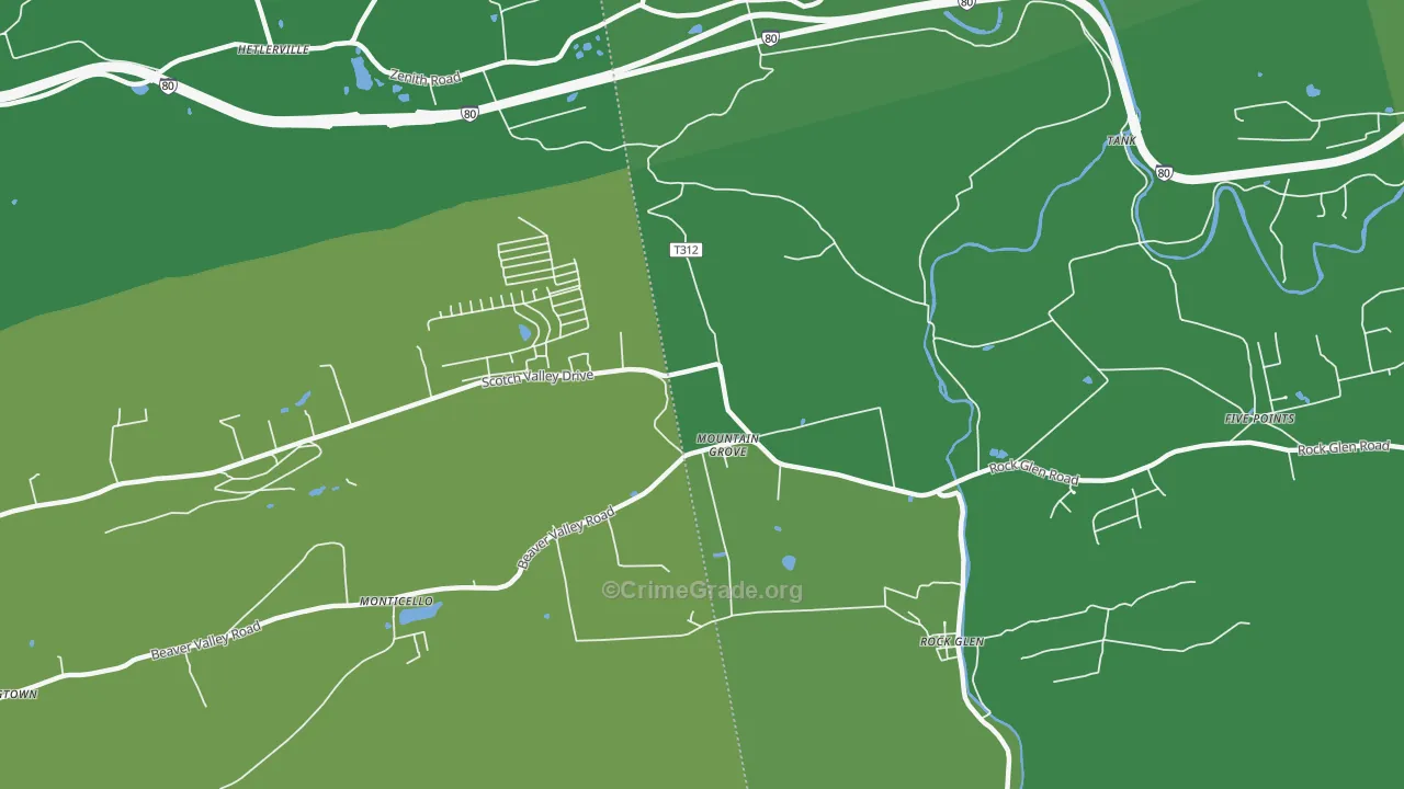 Mountain Grove, PA Map of Theft Rates