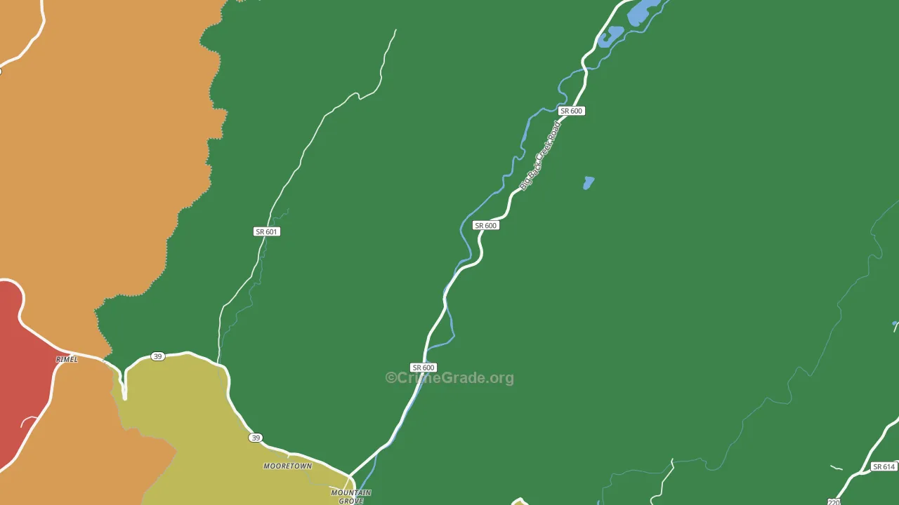 Mountain Grove, VA Map of Theft Rates