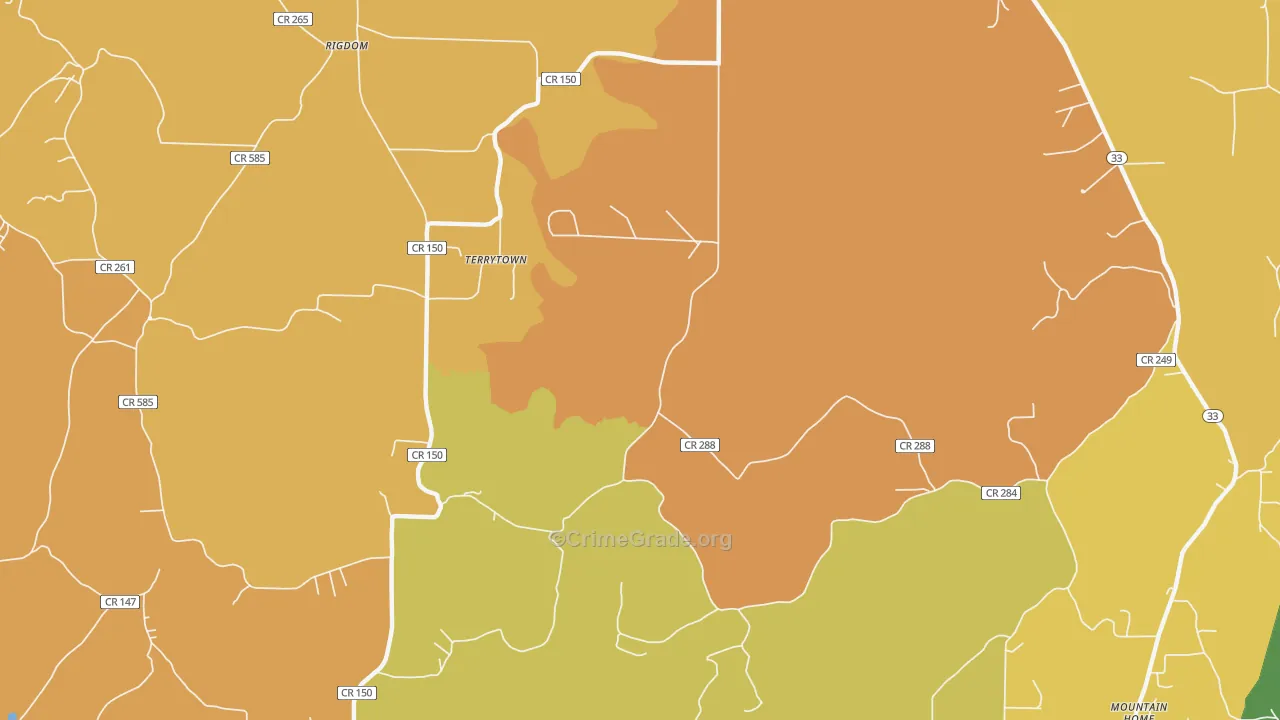 Mountain Home, AL Map of Theft Rates