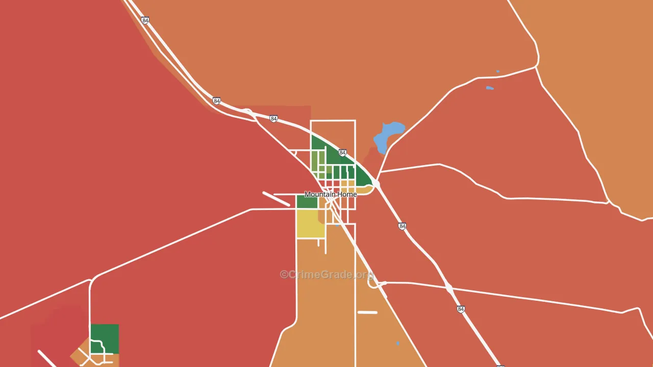 Mountain Home, ID Map of Theft Rates