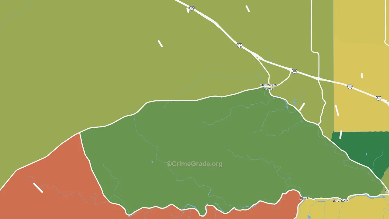 Mountain Home, TX Map of Theft Rates