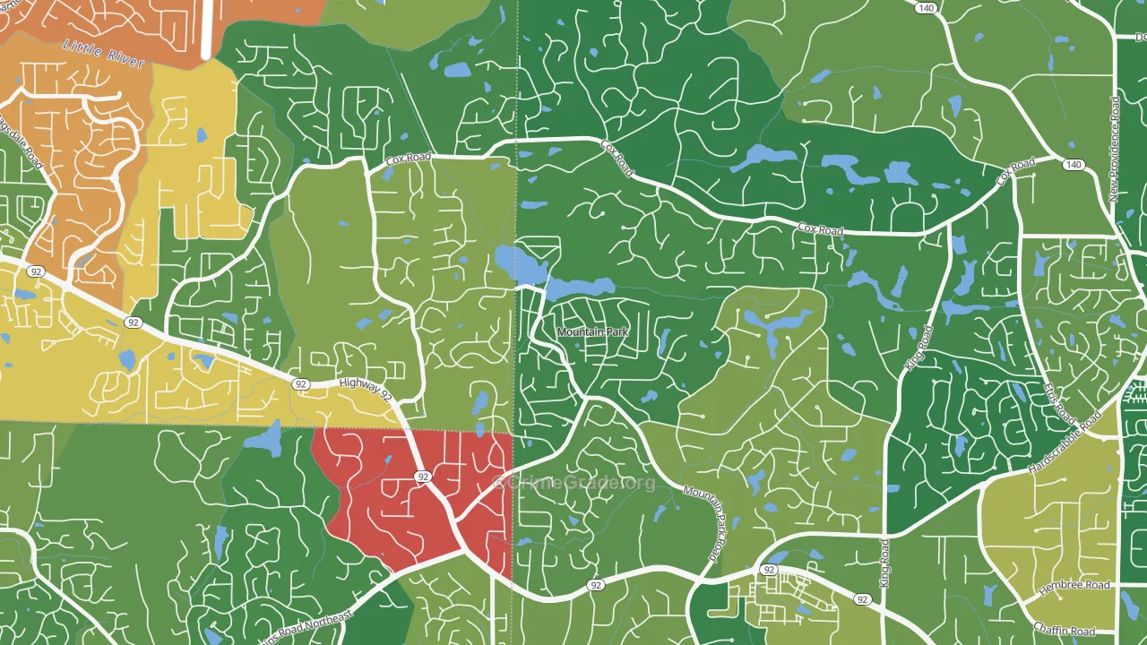 Mountain Park, GA Map of Theft Rates