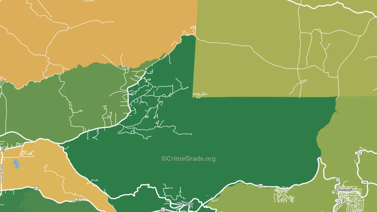 Mountain Park, NM Map of Theft Rates