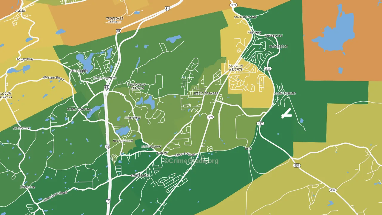Mountain Top, PA Map of Theft Rates
