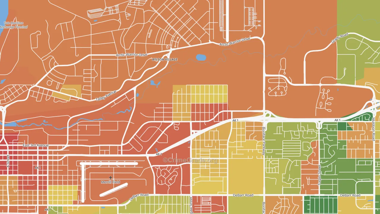 Mountain View, Anchorage, AK Map of Theft Rates