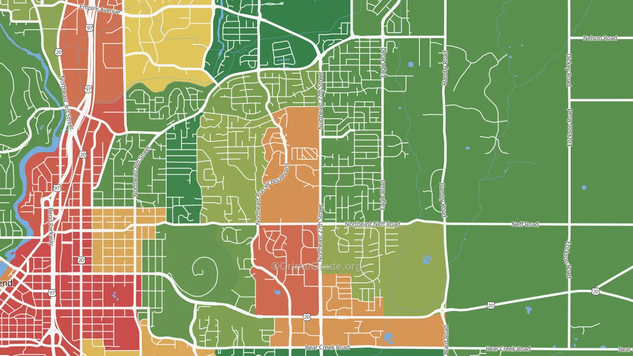 Mountain View, Bend, OR Map of Theft Rates