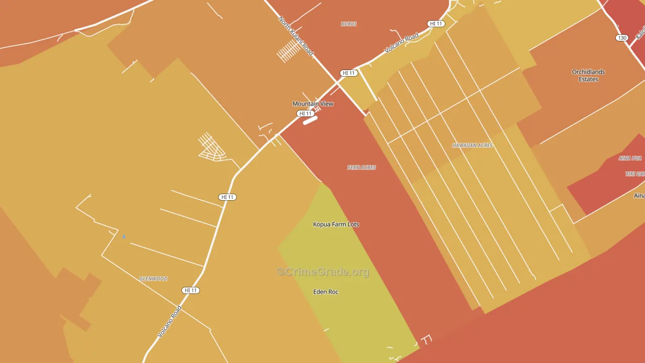 Mountain View, HI Map of Theft Rates