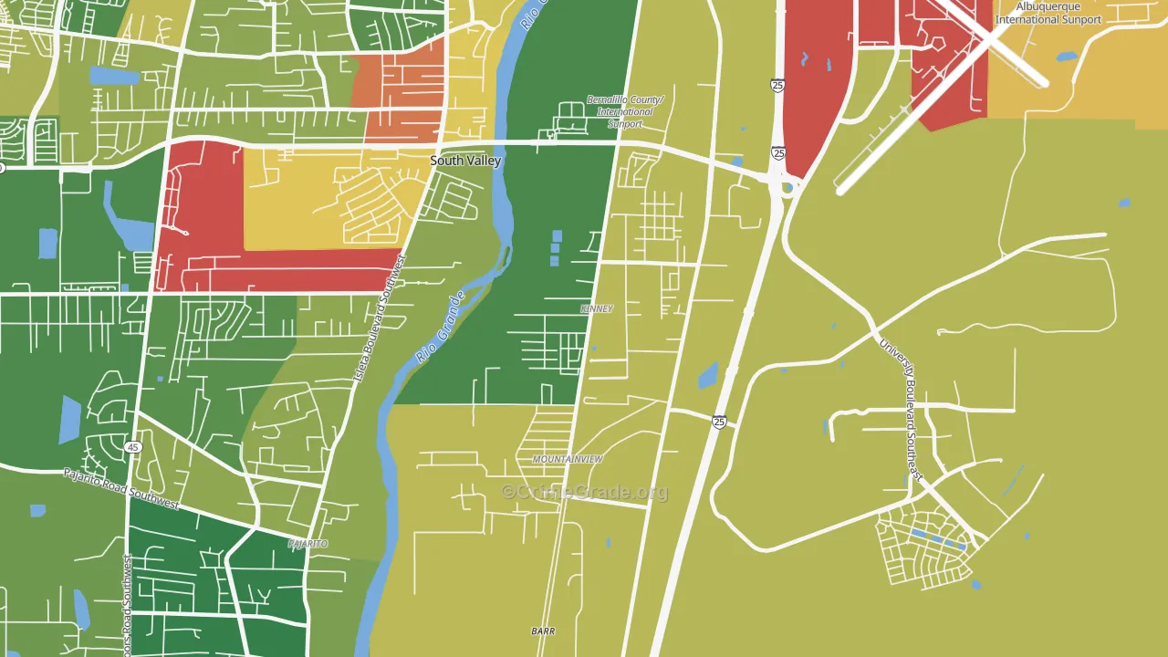 Mountain View, South Valley, NM Map of Theft Rates