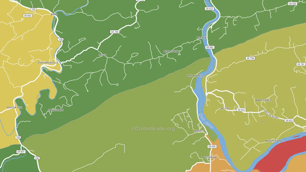 Mountain View, VA Map of Theft Rates