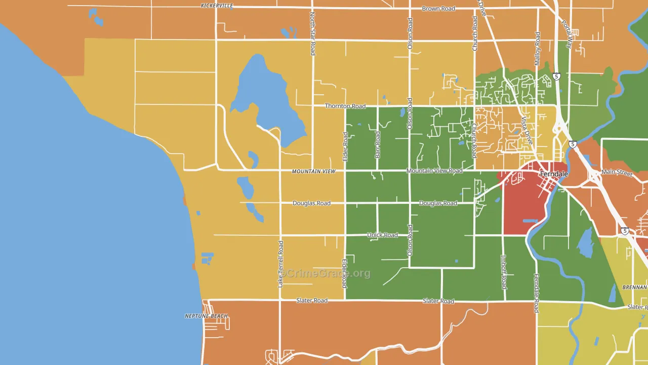 Mountain View, WA Map of Theft Rates