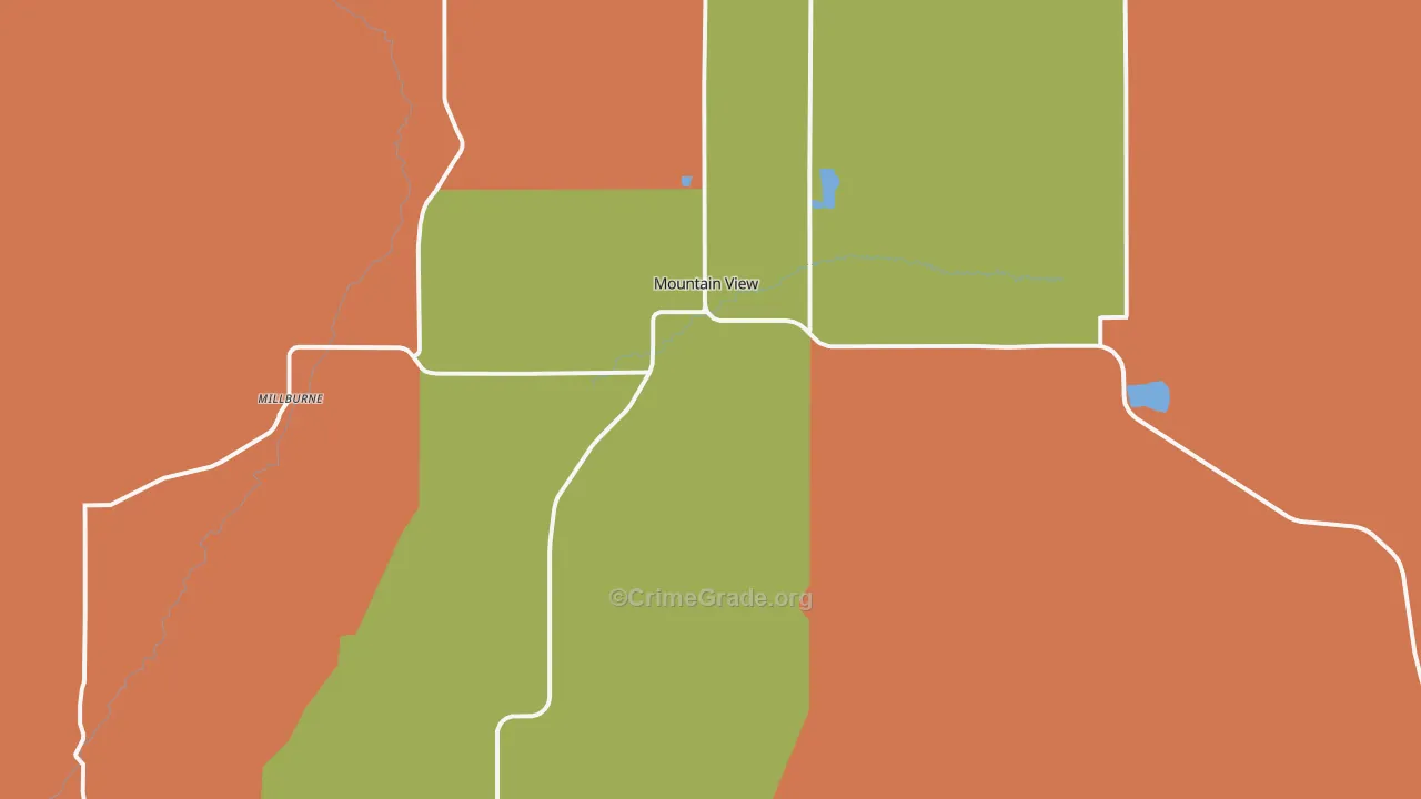 Mountain View, WY Map of Theft Rates