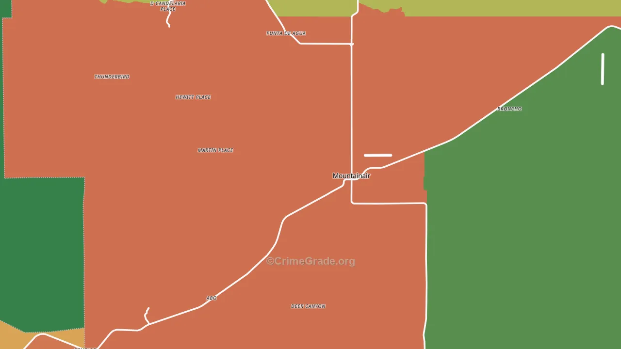 Mountainair, NM Map of Theft Rates